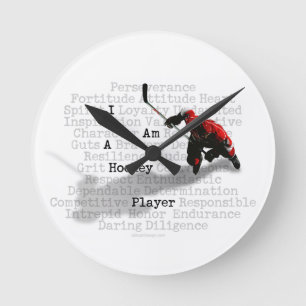 I am a Hockey Player Round Clock