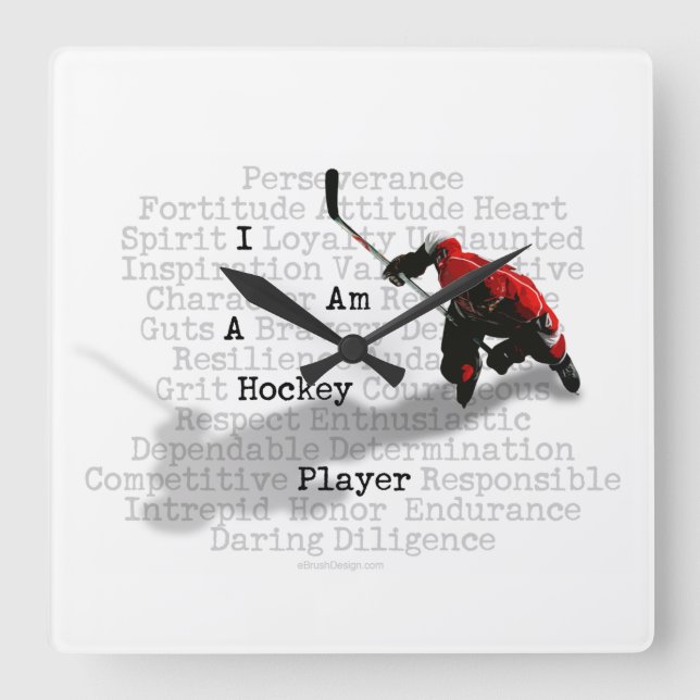 I am a Hockey Player Square Wall Clock (Front)
