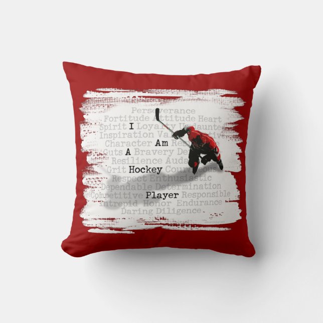 I Am A Hockey Player Throw Pillow (Front)