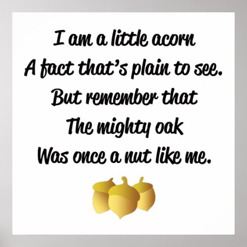 I am a little acorn poem Poster