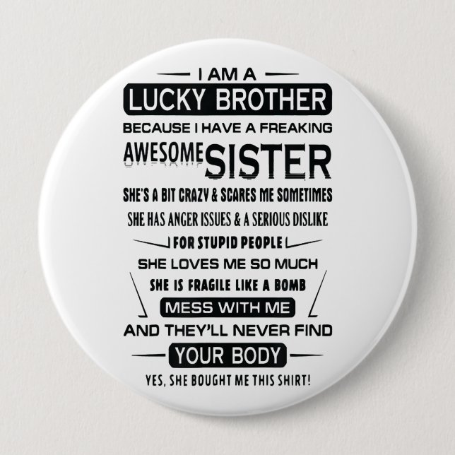 I Am A Lucky Brother Christmas Gifts For Brother Button (Front)