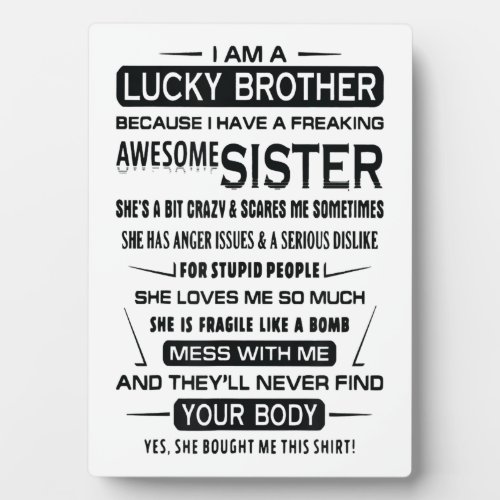 I Am A Lucky Brother Christmas Gifts For Brother Plaque