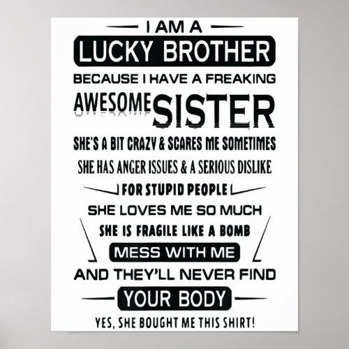 I Am A Lucky Brother Christmas Gifts For Brother Poster