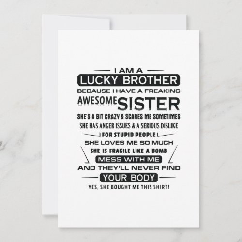 I Am A Lucky Brother Gifts For Brother Announcement