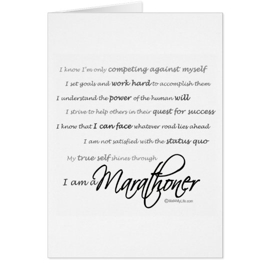 I Am a Marathoner - Good Luck Card