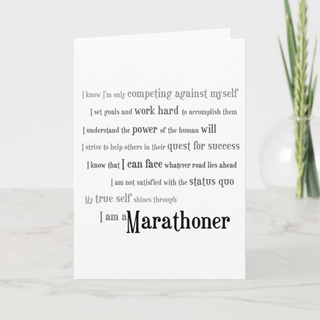 I Am a Marathoner Good Luck Card (Front)