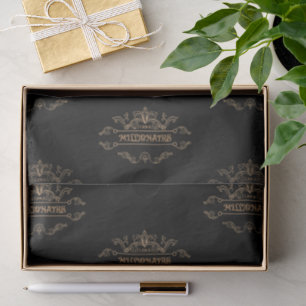 I Am A Millionaire Gold Baroque Typography Black Tissue Paper