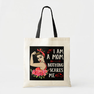 I Am A Mom Rosie The Riveter Strong Woman Mama Tote Bag