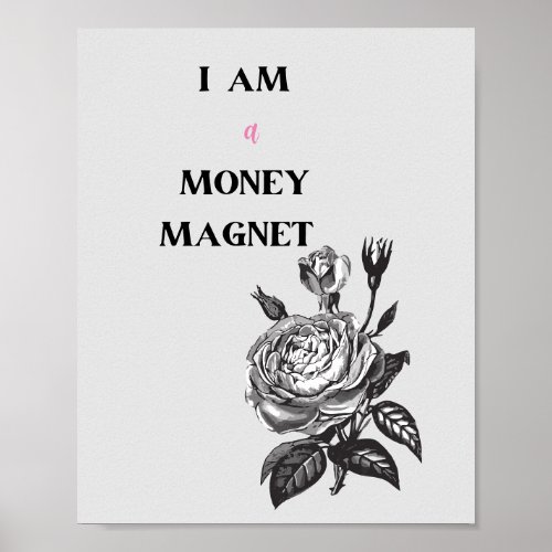 I Am a Money Magnet Affirmation Minimalist Art Poster