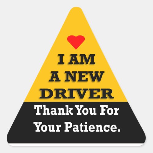 I Am A New Driver Triangle Sticker