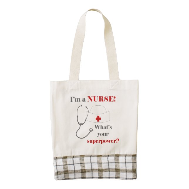 I am a Nurse, whats your superpower Zazzle HEART Tote Bag (Front)