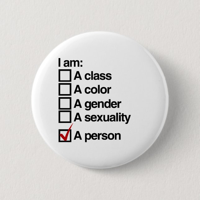 I am a person - non-discrimination pinback button (Front)