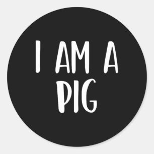 I Am A Pig Halloween I'm Simple Costume Lazy Classic Round Sticker