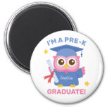 I Am A Pre-k Graduate, Cute Owl Graduate Name Magnet at Zazzle