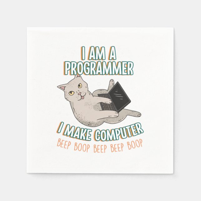I Am A Programmer Coder Developer Computer Gift Napkins (Front)