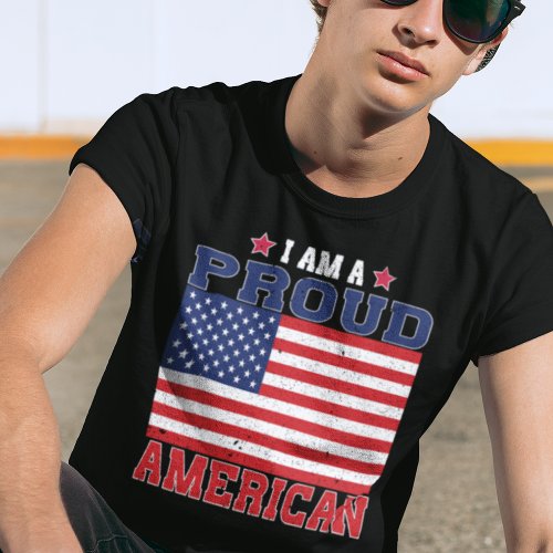 I am a Proud American US Flag Patriotic Womens T_Shirt