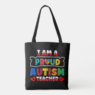 I Am A Proud Autism Teacher Autism Awareness Tote Bag