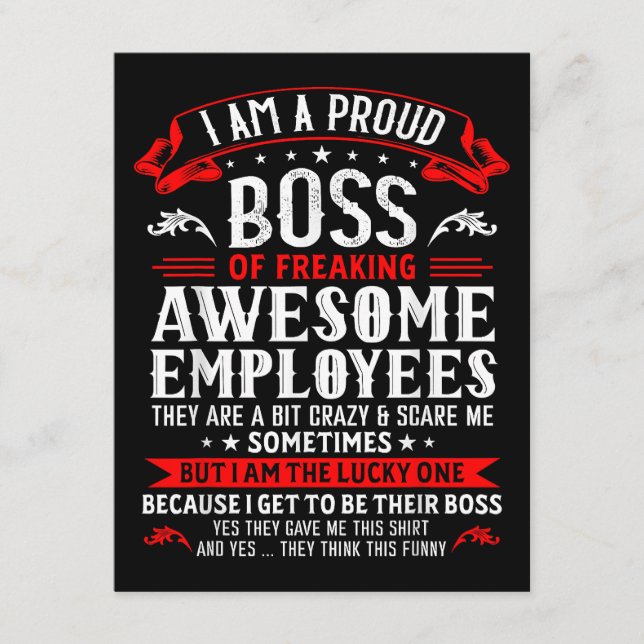 I Am A Proud Boss Of Freaking Awesome Employees Fu Enclosure Card (Front)