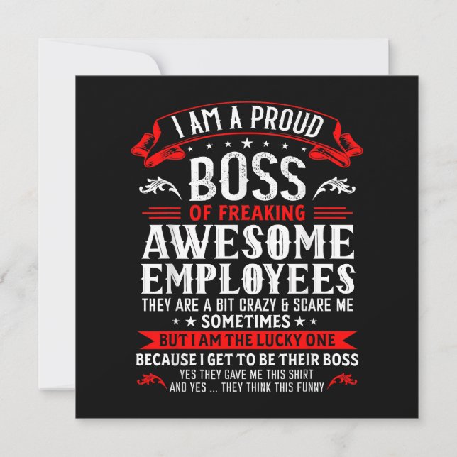 I Am A Proud Boss Of Freaking Awesome Employees Fu Invitation (Front)