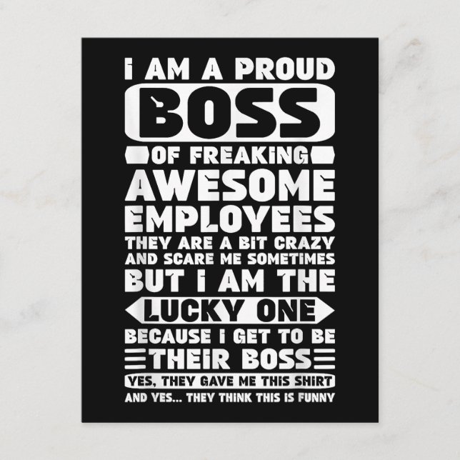 I Am a Proud Boss of Freaking Awesome Employees Sh Enclosure Card (Front)