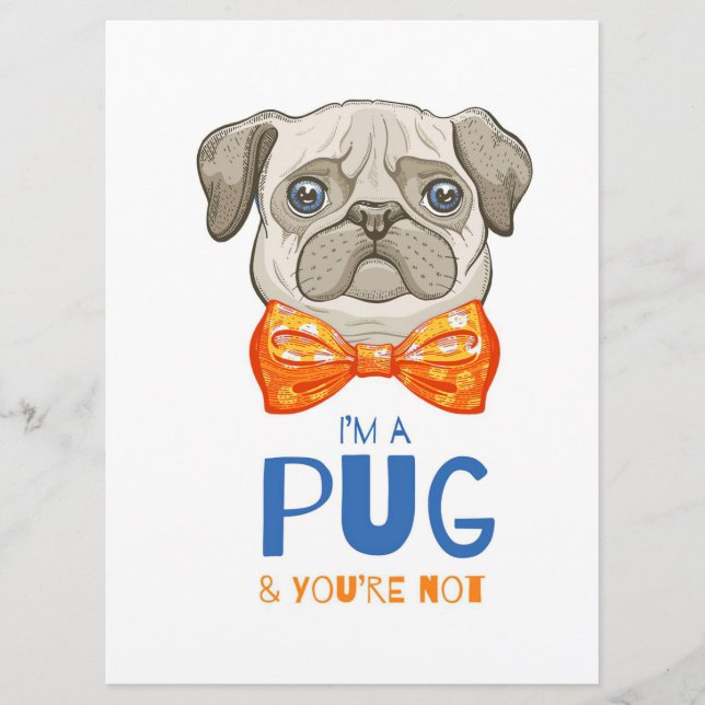 I Am A Pug, Funny Pug Gift, Pug Lover Gift Menu (Front)