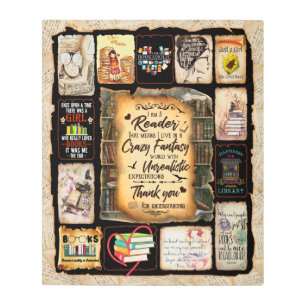 I Am A Reader Blanket, Book Lover Blanket, Metal Print