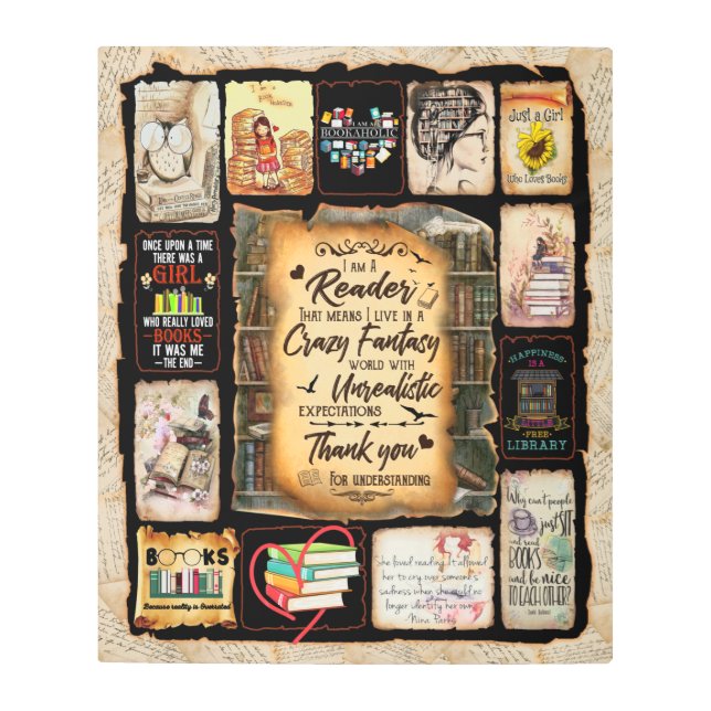 I Am A Reader Blanket, Book Lover Blanket, Metal Print (Front)