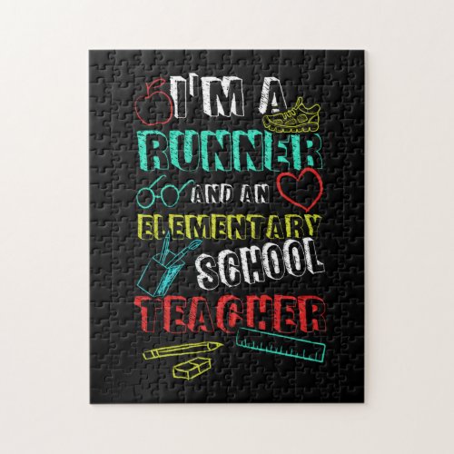 I Am A Runner Ad An Elementary School Teacher T Sh Jigsaw Puzzle