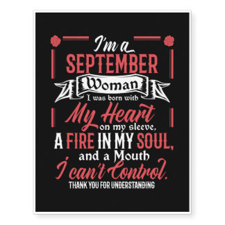 I Am A September Woman Libra Virgo Birthday Funny Temporary Tattoos