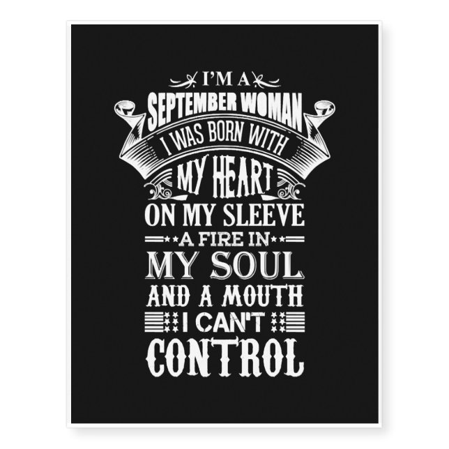 I Am A September Woman Temporary Tattoos (Front)