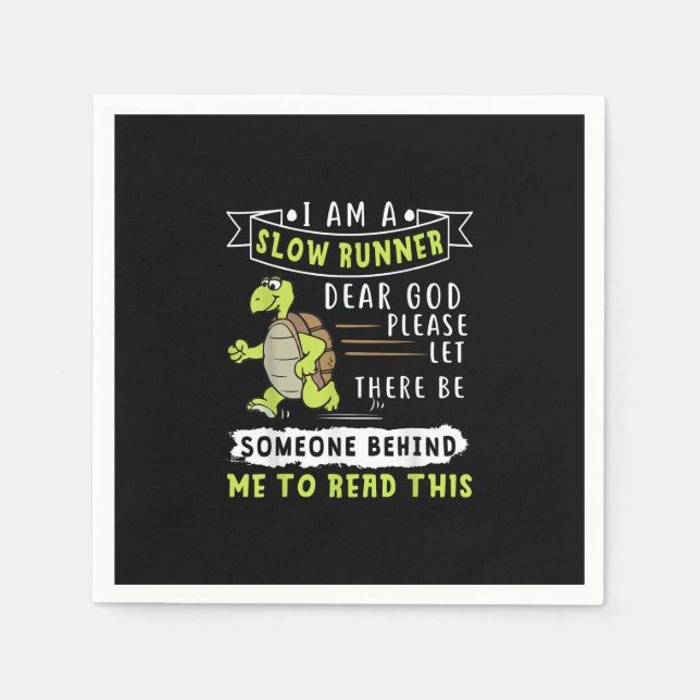 I Am A Slow Runner Funny Turtle Running Gift Napkins (Front)