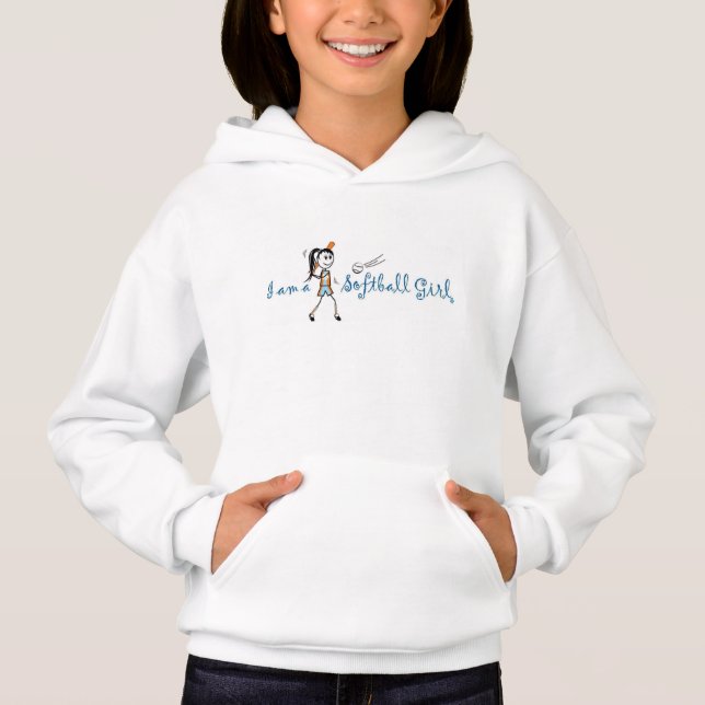 "I am a Softball" Girl Hoodie (Front)