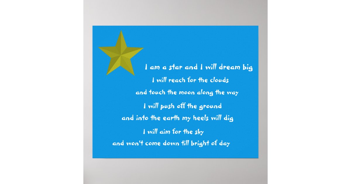 I am a star children's poem poster | Zazzle.com
