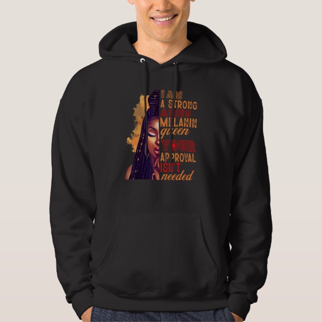 I am A Strong Aries Melanin Queen Zodiac Black Wom Hoodie (Front)