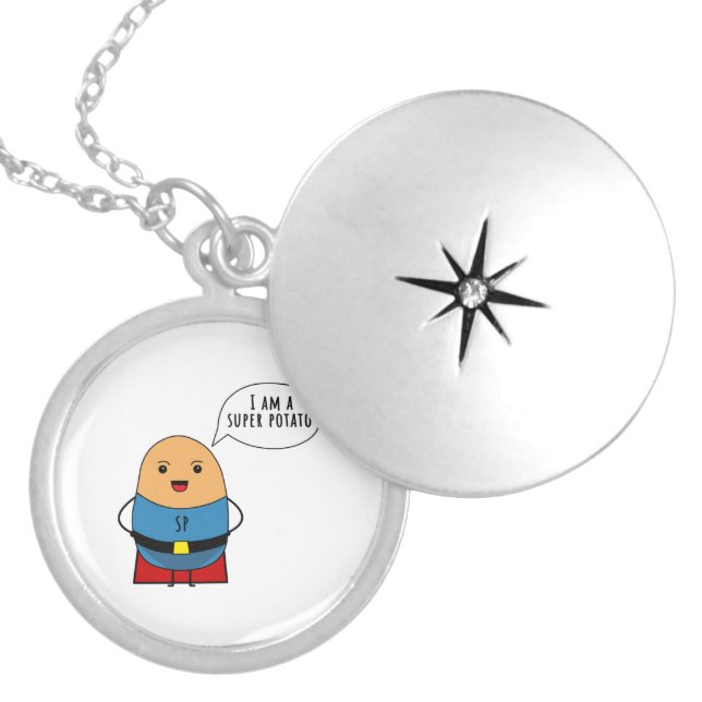 I am a super potato locket necklace (Front)