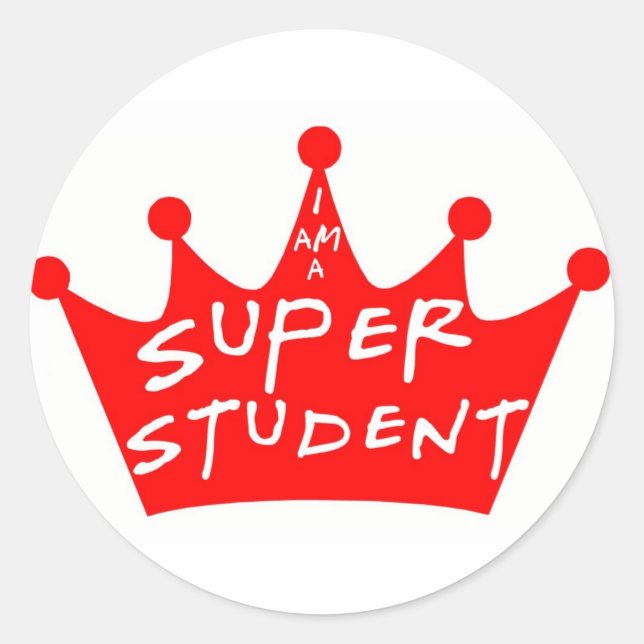I Am A Super Student Classic Round Sticker (Front)