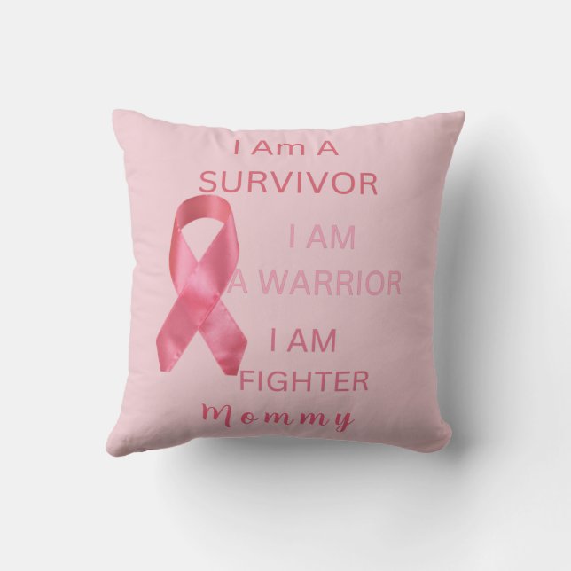I am a survivor ,breast cancer awareness month throw pillow (Back)