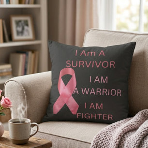 I am a survivor ,breast cancer awareness month throw pillow