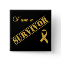 I am a Survivor - Childhood Cancer Gold Ribbon Pinback Button