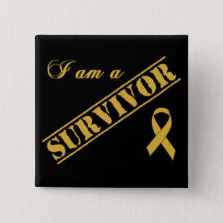 I am a Survivor - Childhood Cancer Gold Ribbon Pinback Button