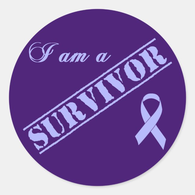 I am a Survivor - Lavender Ribbon General Cancer Classic Round Sticker (Front)