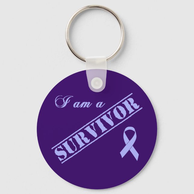 I am a Survivor - Lavender Ribbon General Cancer Keychain (Front)
