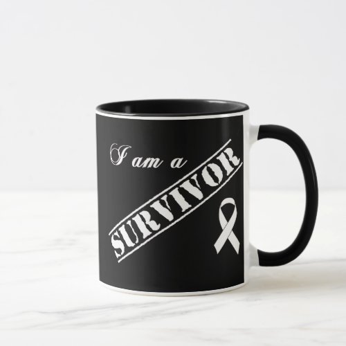 I am a Survivor of Lung Cancer _ White Ribbon Mug