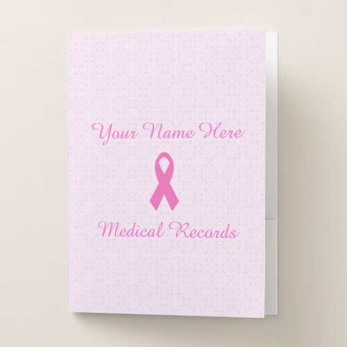 I Am A Survivor Pink Lace  Ribbon Medical Records Pocket Folder