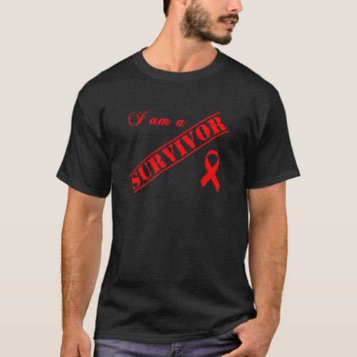 I am a Survivor _ Red Ribbon AIDS  HIV T_Shirt