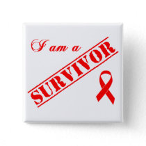 I am a Survivor - Red Ribbon Button