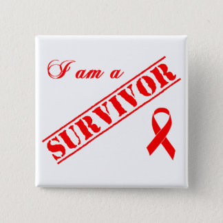 I am a Survivor - Red Ribbon Button
