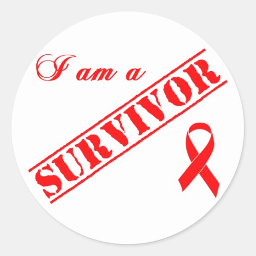 I am a Survivor _ Red Ribbon Classic Round Sticker