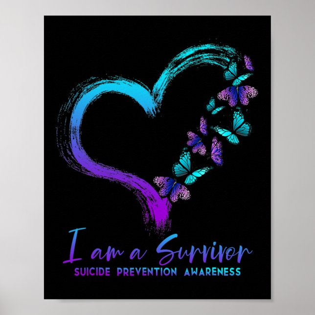 I Am A Survivor Suicide Prevention Awareness Heart Poster (Front)