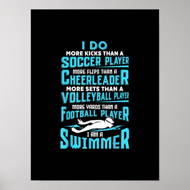 I Am A Swimmer Funny Swimming Pool Swim Lover Gift Poster (Front)